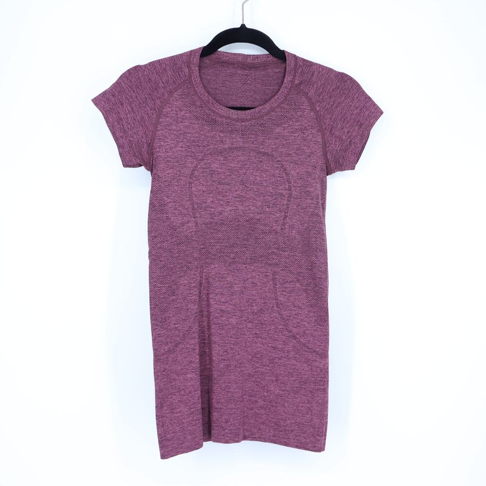 Lululemon Short Sleeve Swiftly Crewneck Heathered Bordeaux Drama Women's 4